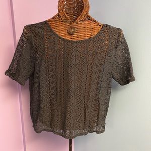 Lacey Open Back Navy Blue Geo AEO TOP